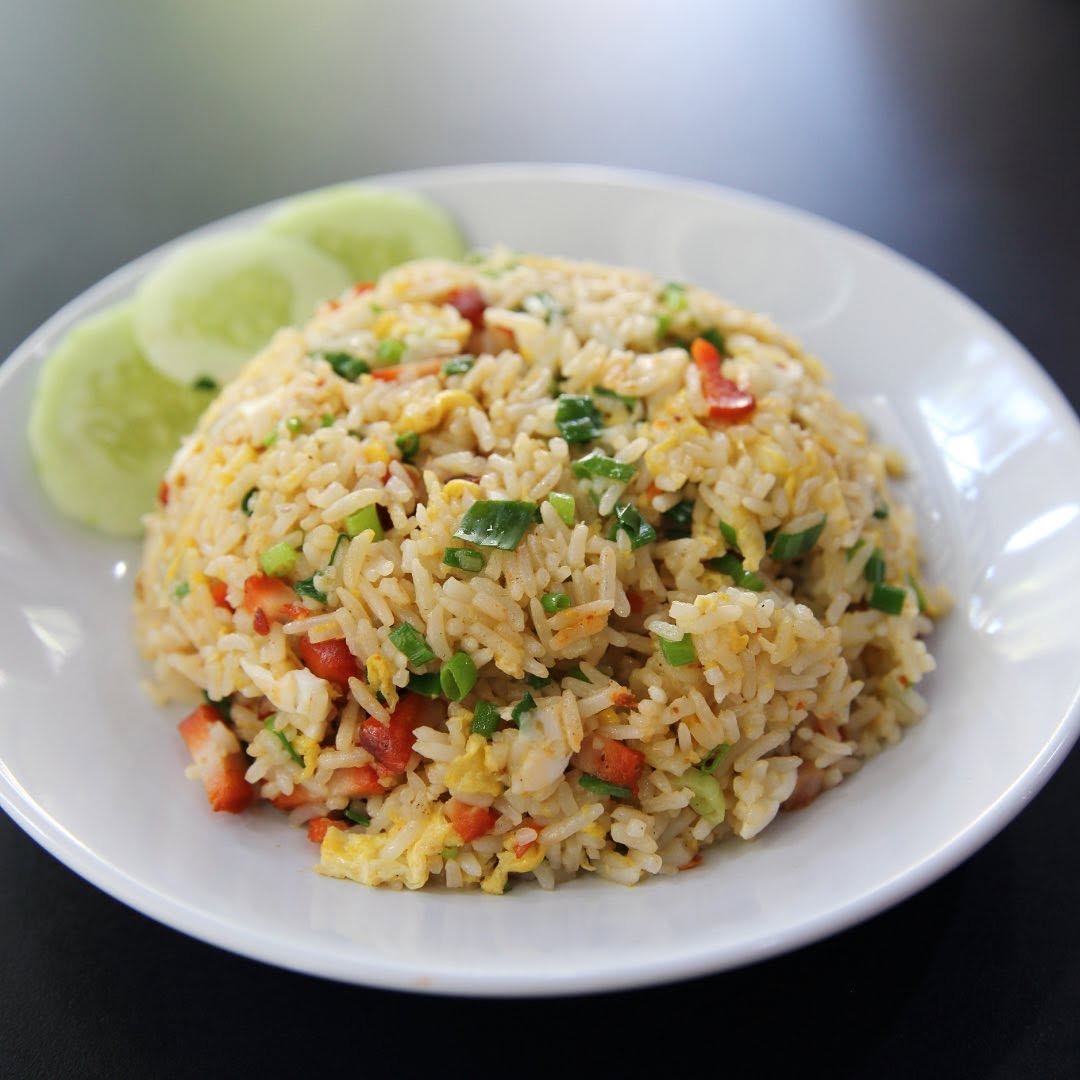 Egg fried rice with cucumber